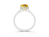 White gold Cushion Cut Yellow Sapphire Solitaire Ring with Flower Prong Setting and Classic Band_27