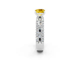 White gold Cushion Cut Yellow Sapphire Solitaire Ring with Pavé and Channel Set Band_26