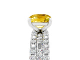 White gold Cushion Cut Yellow Sapphire Solitaire Ring with Pavé and Channel Set Band_29