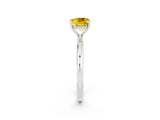 White gold Cushion Cut Yellow Sapphire Solitaire Ring with Thin Band and Four-Prong Setting_26