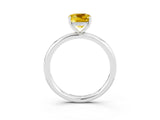 White gold Cushion Cut Yellow Sapphire Solitaire Ring with Thin Band and Four-Prong Setting_27