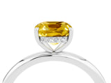 White gold Cushion Cut Yellow Sapphire Solitaire Ring with Thin Band and Four-Prong Setting_28