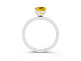 White gold Cushion Cut Yellow Sapphire Solitaire Ring with Thin Band and Prong Setting_39