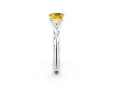 White gold Cushion Cut Yellow Sapphire Solitaire Twist Band Prong Setting Ring_98
