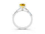 White gold Cushion Cut Yellow Sapphire Solitaire with Side Baguettes and Channel Set Band_27