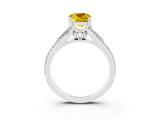 White gold Cushion Cut Yellow Sapphire Split Shank Engagement Ring with Pavé Band_27