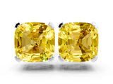 White gold Cushion Cut Yellow Sapphire Stud Earrings_36