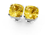 White gold Cushion Cut Yellow Sapphire Stud Earrings_37