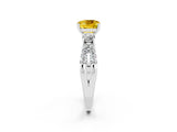 White gold Cushion Cut Yellow Sapphire Three-Stone Ring with Pavé Split Shank and Four-Prong Setting_38