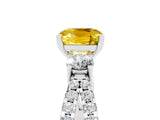 White gold Cushion Cut Yellow Sapphire Three-Stone Ring with Pavé Split Shank and Four-Prong Setting_41
