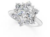 White gold Cushion Diamond Cluster Halo Ring with Solitaire Band and Four-Prong Setting_21