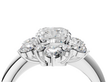 White gold Cushion Diamond Cluster Halo Ring with Solitaire Band and Four-Prong Setting_24