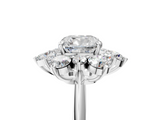 White gold Cushion Diamond Cluster Halo Ring with Solitaire Band and Four-Prong Setting_25