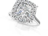 White gold Cushion Diamond Cluster Halo Solitaire with Four-Prong Setting_93