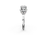 White gold Cushion Diamond Cluster Leaf Design Ring with Prong Setting_93