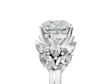 White gold Cushion Diamond Cluster Leaf Design Ring with Prong Setting_96