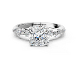 White gold Cushion Diamond Cluster Prong-Set Solitaire Ring_79