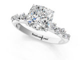 White gold Cushion Diamond Cluster Prong-Set Solitaire Ring_80
