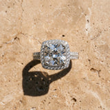 White gold Cushion Diamond Double Halo Ring with Split Shank and Four-Prong Setting_27