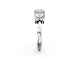 White gold Cushion Diamond Floral Cluster Ring with Solitaire Band and Prong Setting_88