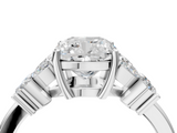 White gold Cushion Diamond Floral Cluster Ring with Solitaire Band and Prong Setting_90
