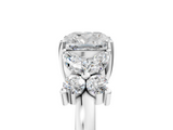 White gold Cushion Diamond Floral Cluster Ring with Solitaire Band and Prong Setting_91