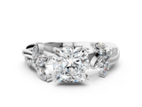 White gold Cushion Diamond Floral Vine Solitaire Engagement Ring_23