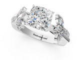 White gold Cushion Diamond Floral Vine Solitaire Engagement Ring_24