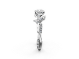 White gold Cushion Diamond Floral Vine Solitaire Engagement Ring_25