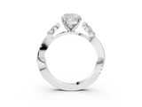 White gold Cushion Diamond Floral Vine Solitaire Engagement Ring_26