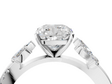 White gold Cushion Diamond Floral Vine Solitaire Engagement Ring_27