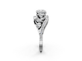 White gold Cushion Diamond Halo Ring with Marquise and Pavé Band in Prong Setting_114