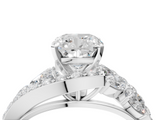 White gold Cushion Diamond Halo Ring with Marquise and Pavé Band in Prong Setting_118