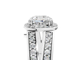 White gold Cushion Diamond Halo Ring with Split Shank Pavé Band and Four-Prong Setting_11