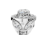 White gold Cushion Diamond Milgrain Marquise Filigree Engagement Ring with Prong Setting_11