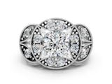 White gold Cushion Diamond Milgrain Marquise Filigree Engagement Ring with Prong Setting_6