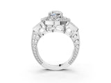 White gold Cushion Diamond Milgrain Marquise Filigree Engagement Ring with Prong Setting_9