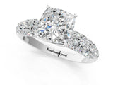 White gold Cushion Diamond Pavé Band Solitaire Ring with Four-Prong Setting_50