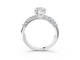 White gold Cushion Diamond Pavé Band Solitaire Ring with Four-Prong Setting_52