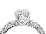 White gold Cushion Diamond Pavé Band Solitaire Ring with Four-Prong Setting_53