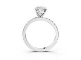 White gold Cushion Diamond Pavé Band Solitaire with Four-Prong Setting_231