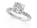 White gold Cushion Diamond Pavé Band Solitaire with Four-Prong Setting_237