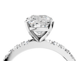 White gold Cushion Diamond Pavé Band Solitaire with Four-Prong Setting_240