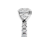 White gold Cushion Diamond Pavé Band Solitaire with Four-Prong Setting_241