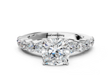White gold Cushion Diamond Pavé Band Solitaire with Four-Prong Setting_38