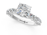 White gold Cushion Diamond Pavé Band Solitaire with Four-Prong Setting_39