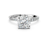 White gold Cushion Diamond Pavé Band with Six-Prong Setting_15