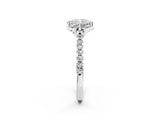 White gold Cushion Diamond Pave Band with Floral Prong Setting_30