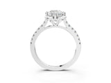 White gold Cushion Diamond Pave Band with Floral Prong Setting_31