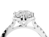 White gold Cushion Diamond Pave Band with Floral Prong Setting_32